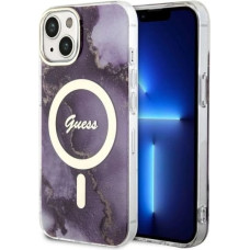 Guess GUHMP14SHTMRSU iPhone 14 6.1" purple/purple hardcase Golden Marble MagSafe