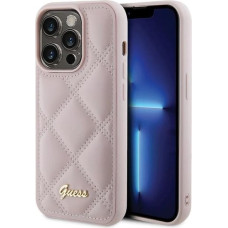 Guess Quilted Metal Logo case for iPhone 15 Pro - pink