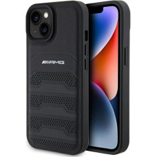 Mercedes AMG Leather Debossed Lines case for iPhone 15 Plus - black