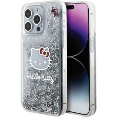 Hello Kitty Liquid Glitter Charms Kitty Head case for iPhone 15 Pro Max - silver