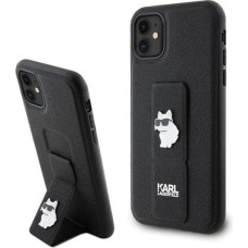 Karl Lagerfeld Gripstand Saffiano Choupette Pins Case for iPhone 11 / Xr - Black