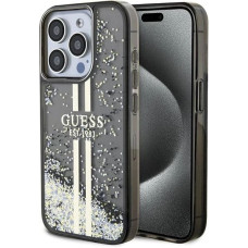 Guess Liquid Glitter Gold Stripes case for iPhone 15 Pro - black