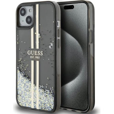 Guess Liquid Glitter Gold Stripes case for iPhone 15 Plus / 14 Plus - black