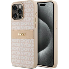 Dkny Leather Mono Stripe & Metal Logo case for iPhone 15 Pro Max - pink