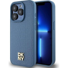 Dkny Leather Monogram Pattern Metal Logo MagSafe Case for iPhone 15 Pro - Blue