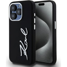 Karl Lagerfeld Silicone Metal Script Logo case for iPhone 15 Pro - black