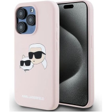 Karl Lagerfeld Silicone Karl&Choupette MagSafe case for iPhone 15 Pro Max - pink