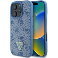 Guess Leather 4G Triangle Strass MagSafe Case for iPhone 16 Pro - Blue