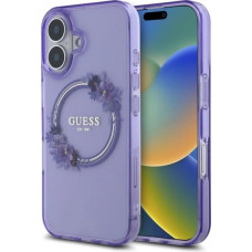 Guess IML Flowers Wreath MagSafe iPhone 16 Case - Purple