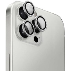 Uniq Optix Aluminum Camera Lens Protector iPhone 16 Pro 6.3" / 16 Pro Max 6.9" white shimmer camera lens glass with applicator