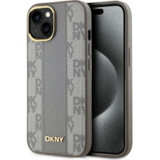 Dkny Leather Checkered Mono Pattern MagSafe iPhone 15 Plus Case - Beige