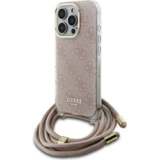 Guess Crossbody Cord 4G Print Case with Lanyard for iPhone 16 Pro - Pink