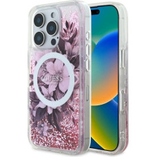 Guess Liquid Glitter Flower MagSafe iPhone 16 Pro Case - Pink