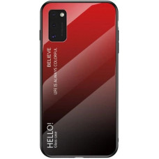 Hurtel Gradient Glass Durable Cover with Tempered Glass Back Samsung Galaxy A41 black-red