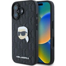 Karl Lagerfeld Monogram Karl Head Pin iPhone 16 Case - Black