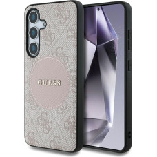 Guess Etui Guess 4G Round Patch Classic Logo MagSafe do Samsung Galaxy S25 Plus różowy