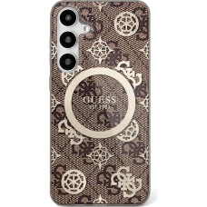 Guess Etui Guess 4G Background Gold Electroplated Peony Pattern MagSafe do Samsung Galaxy S25 brązowy