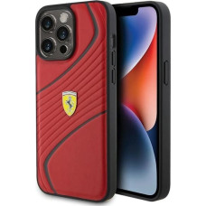 Ferrari Twist Metal Logo case for iPhone 15 Pro Max - red