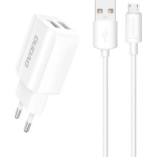 Dudao EU wall charger 2x USB 5V / 2.4A + micro USB cable white (A2EU + Micro white)