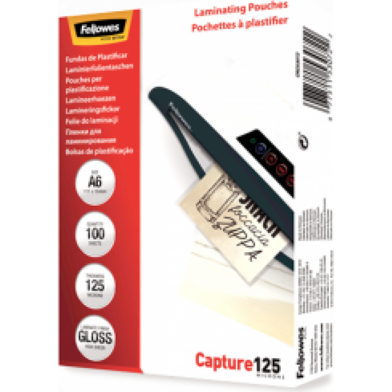 Fellowes Laminēšanas plēve Fellowes A6 Glossy 125 Micron Laminating Pouch - 100 pack