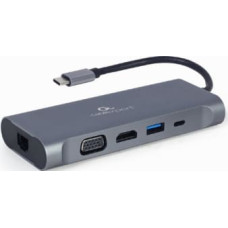 Gembird USB Type-C 7-in-1 Multi-Port Adapter + Card Reader Space Grey