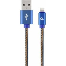 Gembird USB Male - Lightning Male Premium denim 2m Blue