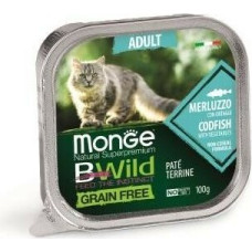 Monge BWILD Cat ADULT Codfish with vegetables 100 g  - konservi kaķiem