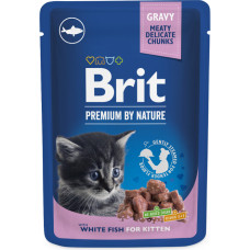 Brit Premium Cat Pouch White Fish Kitten 100 g konservi kaķiem