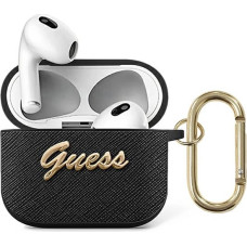 Guess GUA3SASMK AirPods 3 cover black/black Saffiano Script Metal Collection