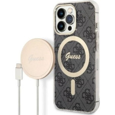 Guess Set Guess GUBPP13LH4EACSK Case+ Charger iPhone 13 Pro black/black hard case 4G Print MagSafe