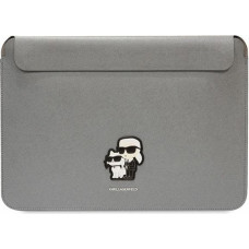 Karl Lagerfeld Saffiano Karl&Choupette case for a 16" laptop - silver