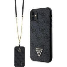 Guess GUHCN61P4TDSCPK Case for iPhone 11 / Xr - Black Crossbody 4G Metal Logo