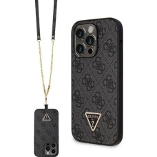 Guess GUHCP14LP4TDSCPK case for iPhone 14 Pro - black Crossbody 4G Metal Logo