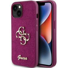 Guess Glitter Script Big 4G case for iPhone 15 - purple