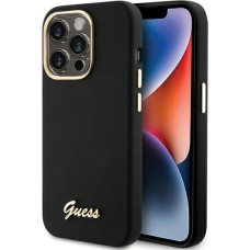 Guess Silicone Script Metal Logo & Frame case for iPhone 15 Pro - black