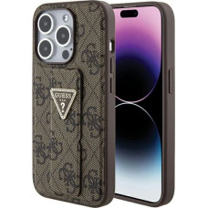 Guess Grip Stand 4G Triangle Strass case for iPhone 15 Pro Max - brown