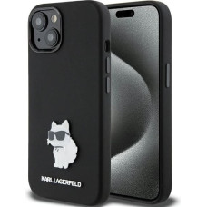 Karl Lagerfeld Silicone Choupette Metal Pin case for iPhone 15 Plus / 14 Plus - black