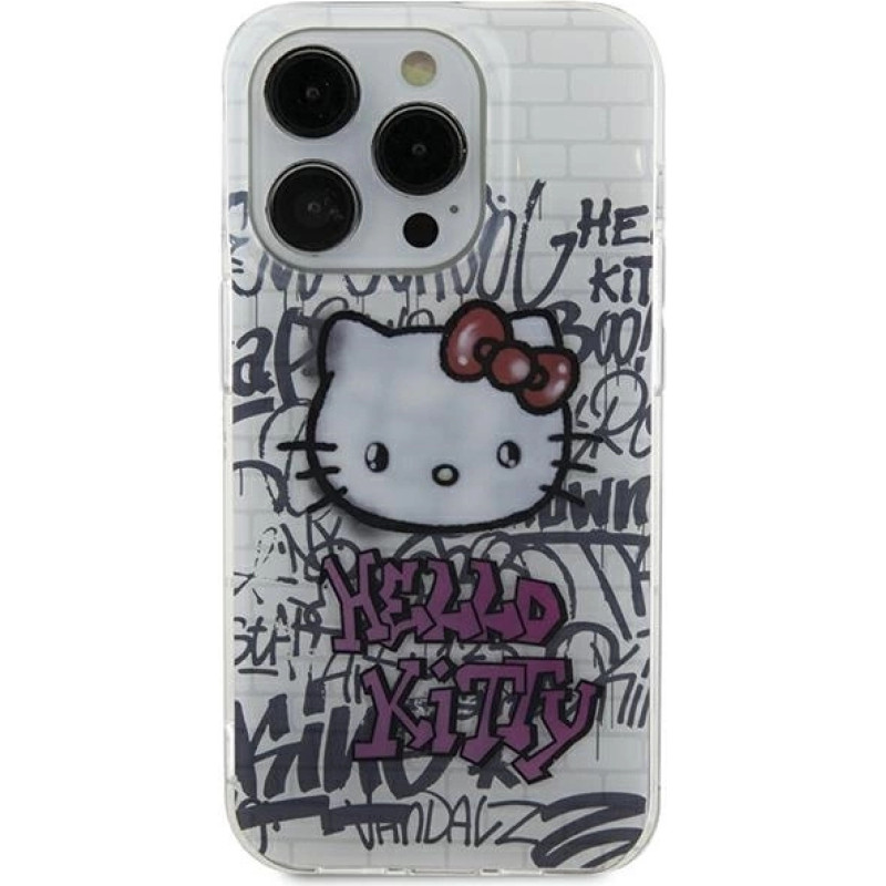 Hello Kitty IML Kitty On Bricks Graffiti case for iPhone 15 - white