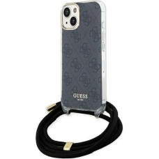 Guess Crossbody Cord 4G Print Case for iPhone 15/14/13 - Black