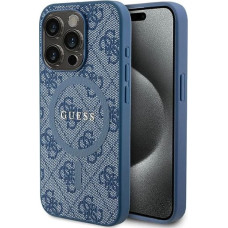 Guess 4G Collection Leather Metal Logo MagSafe Case for iPhone 14 Pro - Blue