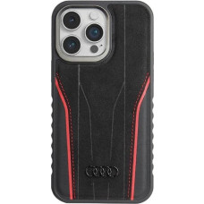 Audi Genuine Leather case with MagSafe for iPhone 14 Pro - black and red