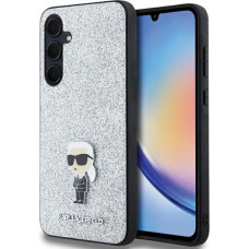 Karl Lagerfeld Fixed Glitter Ikonik Logo Metal Pin case for Samsung Galaxy A55 - silver