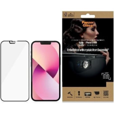 Panzerglass E2E Microfracture antibacterial glass with camera cover with Swarovsky crystal for iPhone 13 mini - with black frame