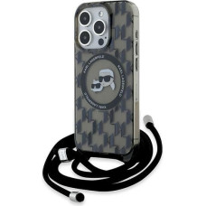 Karl Lagerfeld IML Crossbody Monogram Karl & Choupette Head MagSafe Case for iPhone 15 Pro - Black