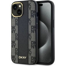 Dkny Leather Checkered Mono Pattern MagSafe Case for iPhone 14/15/13 - Black