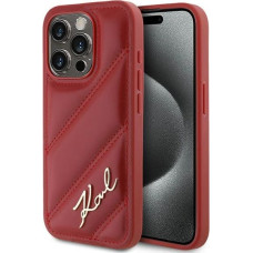 Karl Lagerfeld Diagonal Quilted Script case for iPhone 15 Pro Max - red