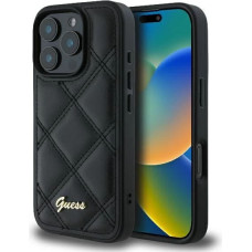 Guess Quilted Metal Logo iPhone 16 Pro Max Case - Black