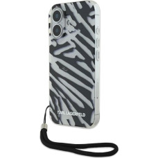 Karl Lagerfeld IML Zebra Pattern & Cord iPhone 16 Case - Black