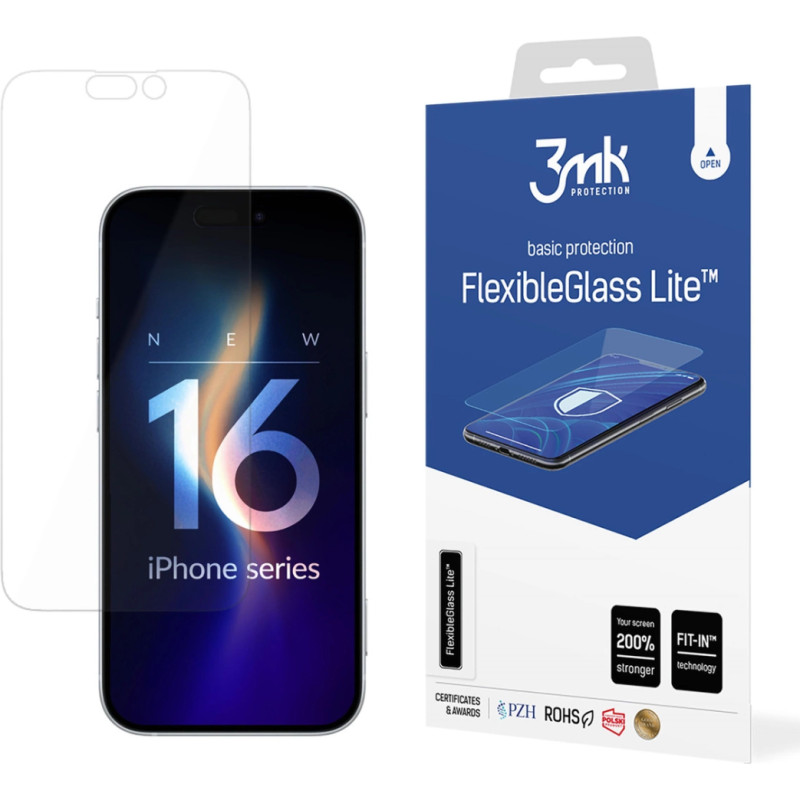 3Mk Protection Tempered glass 3mk FlexibleGlass Lite for iPhone 16 Plus