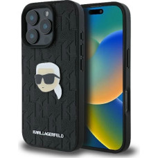 Karl Lagerfeld Monogram Karl Head Pin iPhone 16 Pro Max Case - Black